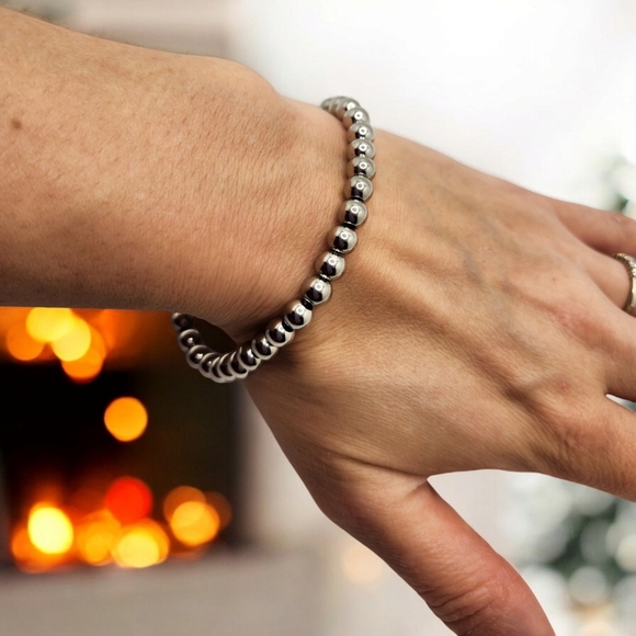 6 mm Stainless Steel beaded Unisex bracelet - Picture 3 of 4